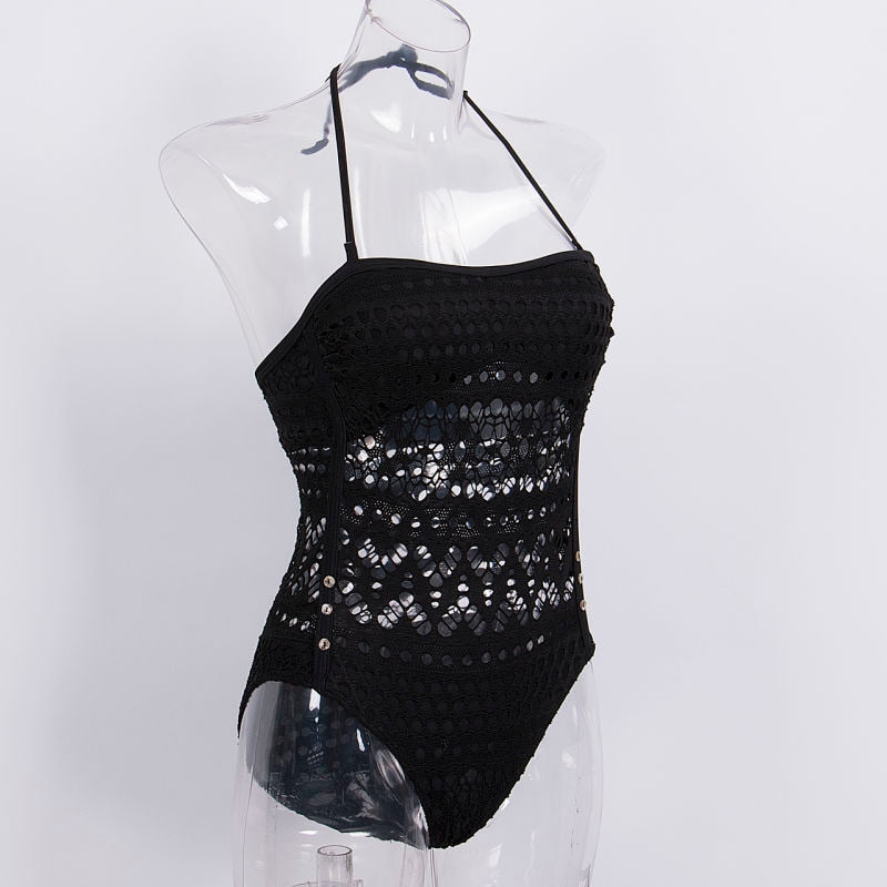 WW | Schwarzes Einteiler Hohes Badeanzug