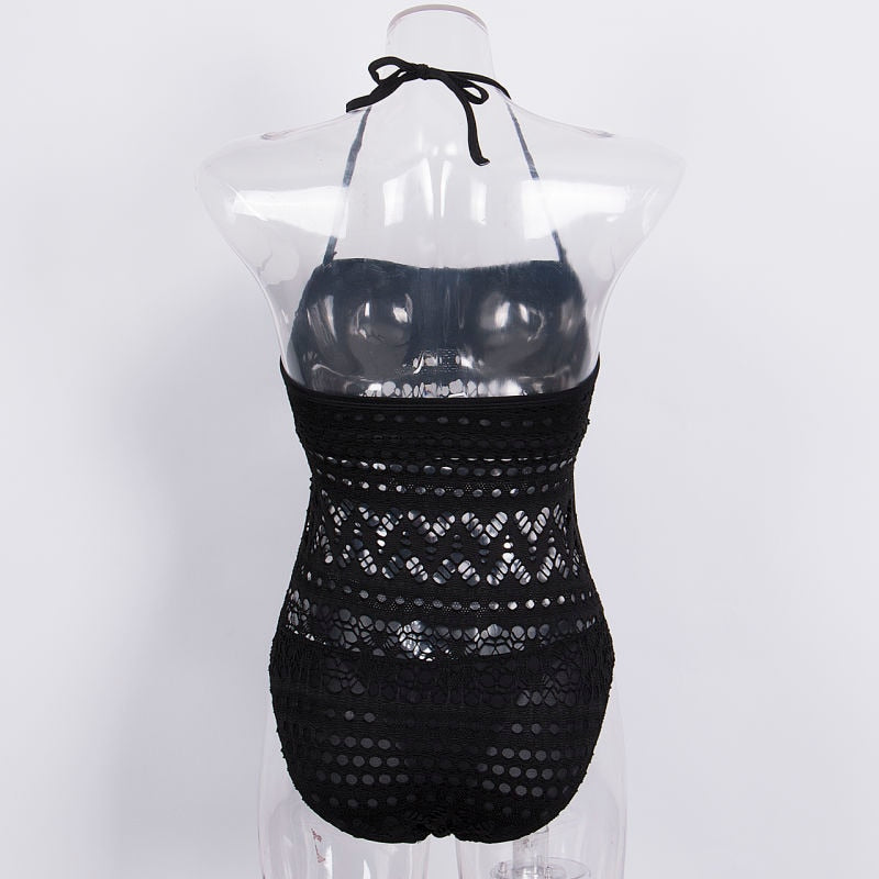 WW | Schwarzes Einteiler Hohes Badeanzug