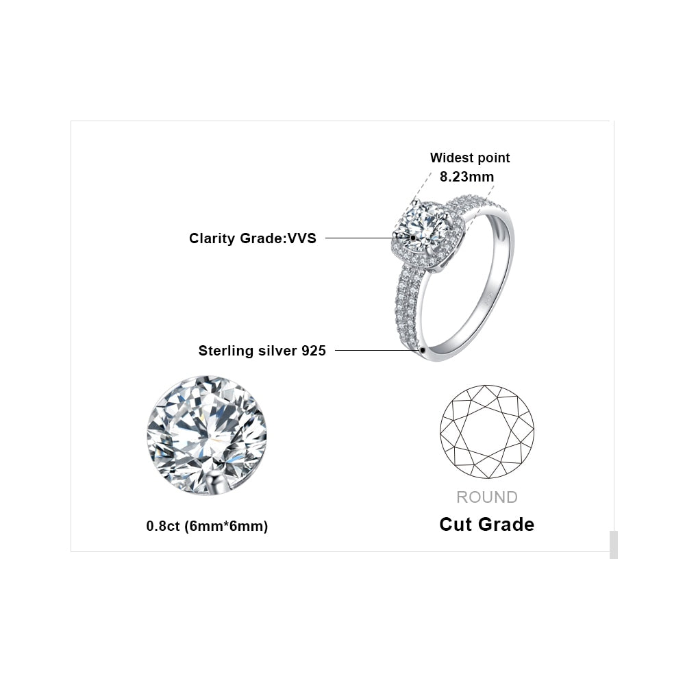 WW | Classic 925 Sterling Silver Rings with Zircon Gemstone
