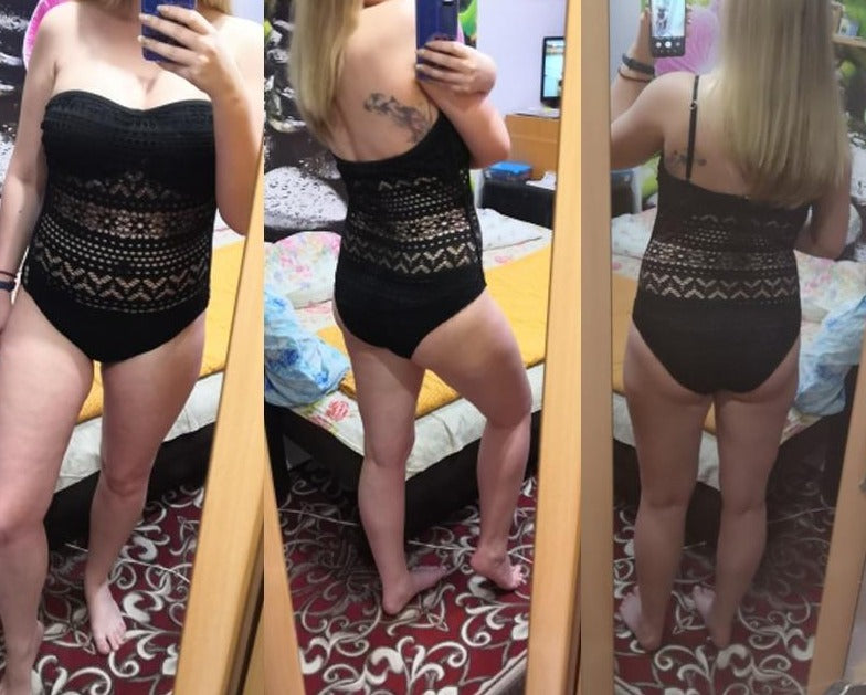 WW | Schwarzes Einteiler Hohes Badeanzug