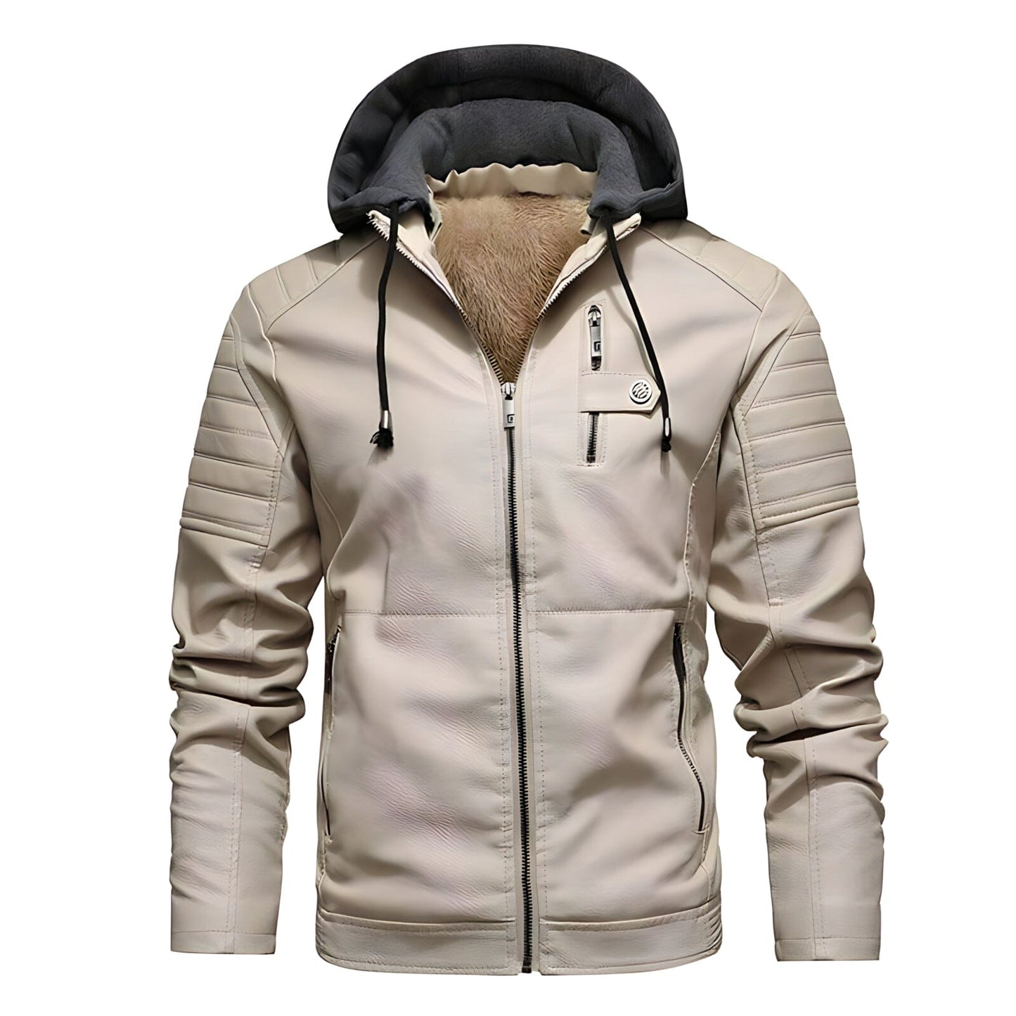 WW | Mountaineer Faux Leather Hooded Biker Jacket