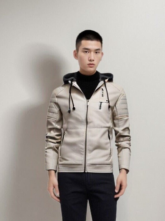 WW | Mountaineer Faux Leather Hooded Biker Jacket