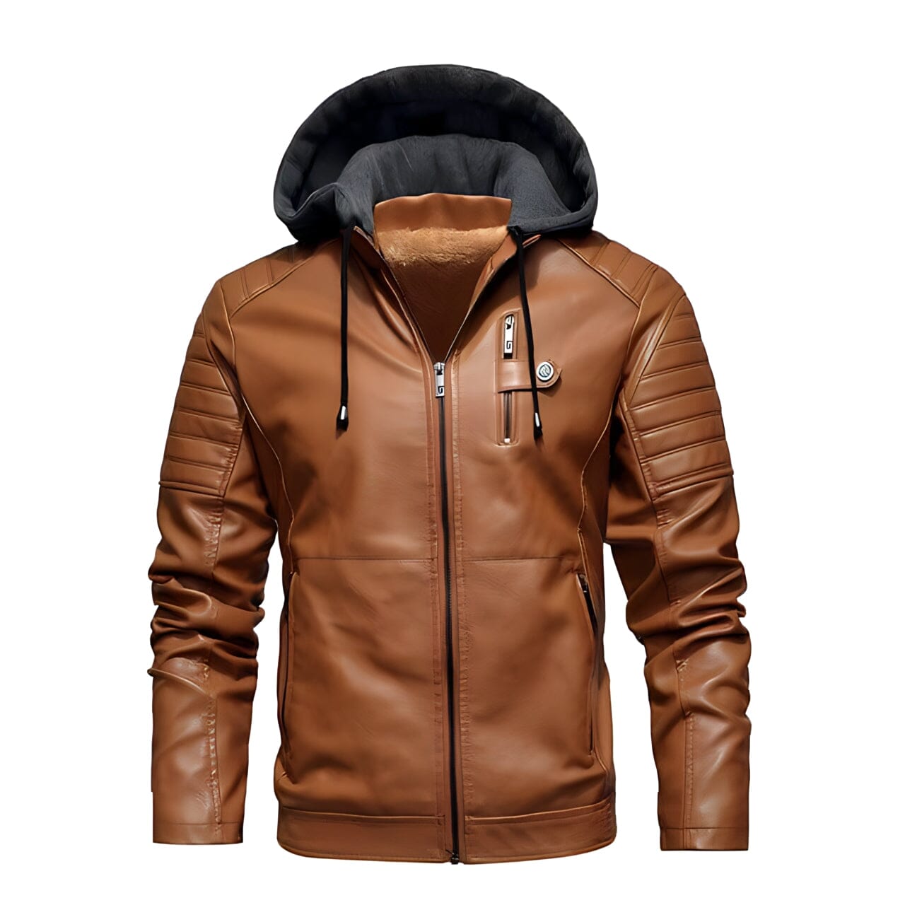 WW | Mountaineer Faux Leather Hooded Biker Jacket