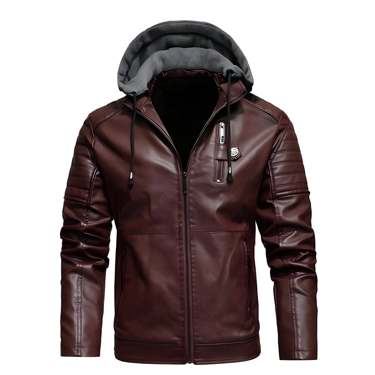 WW | Mountaineer Faux Leather Hooded Biker Jacket