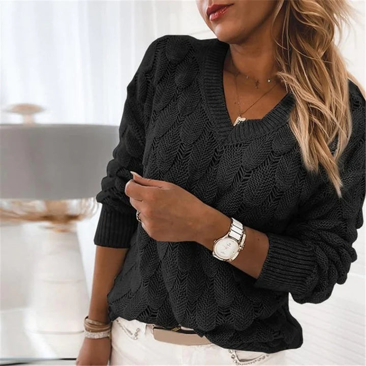 WW | Klassischer Strickpullover mit V-Ausschnitt