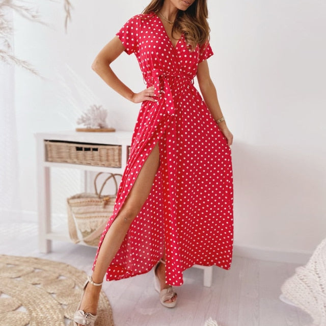 WW | Kurzarm Wickelkleid mit Punkten