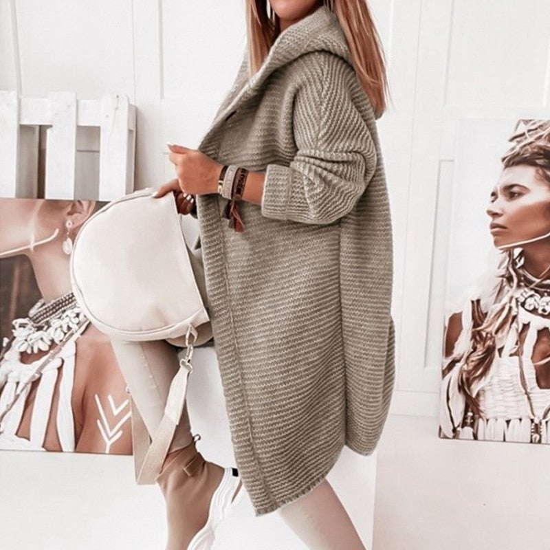 WW | Modischer Cardigan-Mantel mit Kapuze