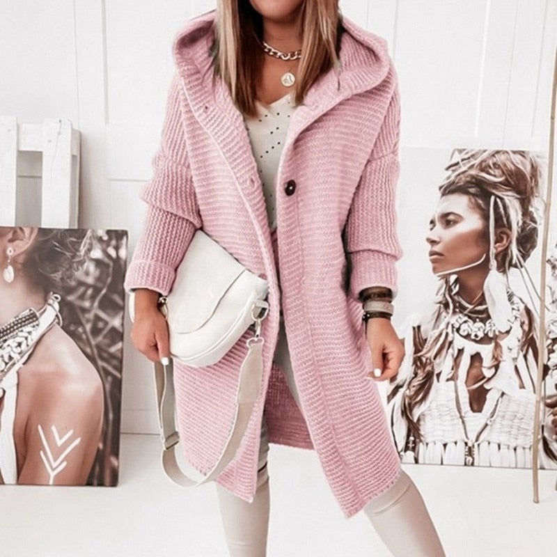 WW | Modischer Cardigan-Mantel mit Kapuze