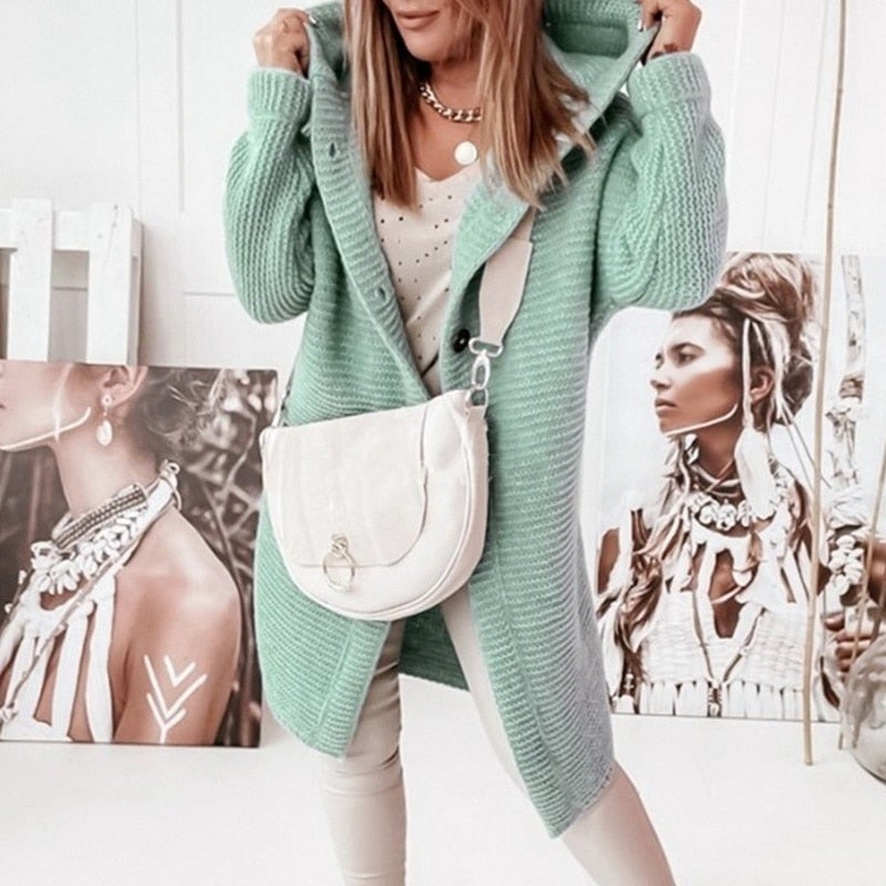 WW | Modischer Cardigan-Mantel mit Kapuze