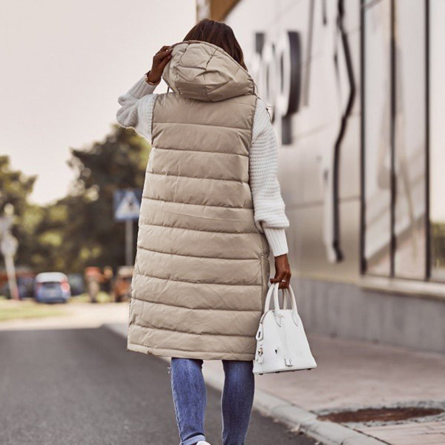 WW - Long Padded Gilet with Hood