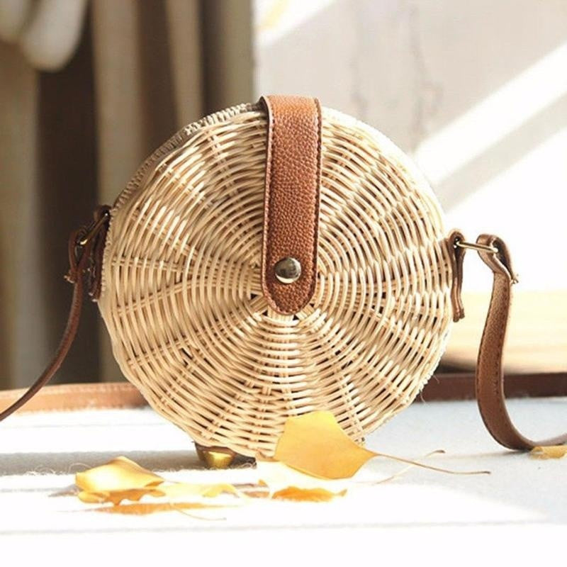 WW | Handgewebte Rattan Bambus Seitentasche