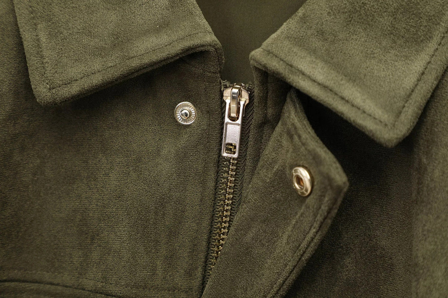 WW | Überdimensional Jacke - Weiche Wildlederoptik - Voll gefüttert - Khaki