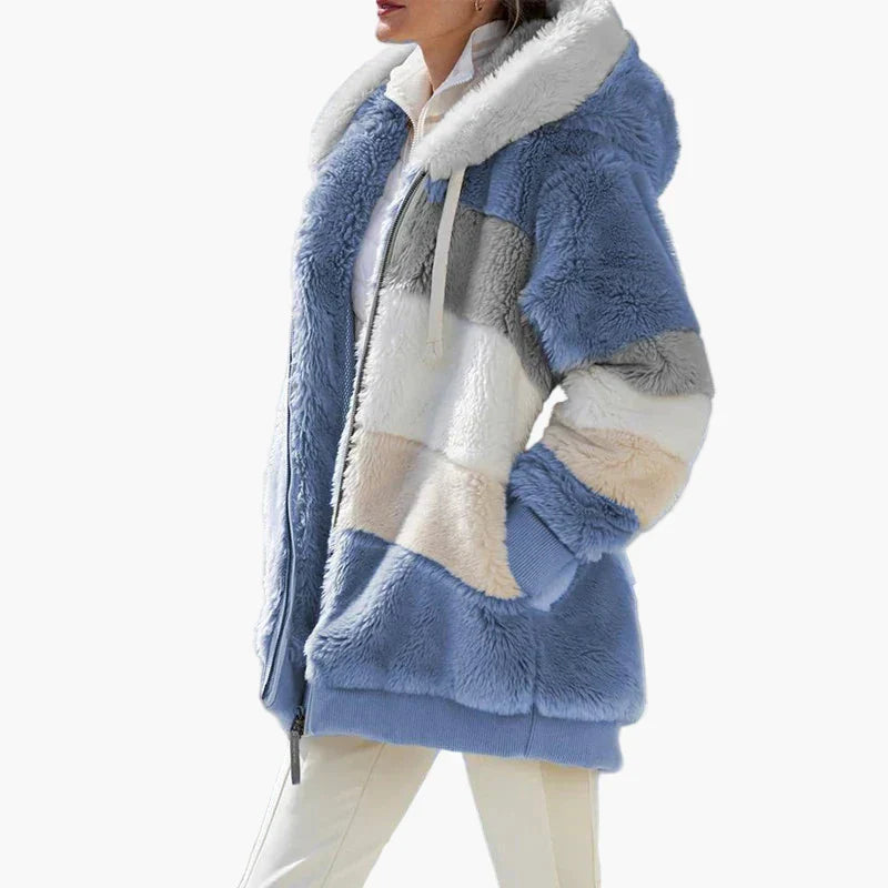 WW | Winter Hooded Jacket in Striped Design - Fashionable Leisure Jacket for Cold Days