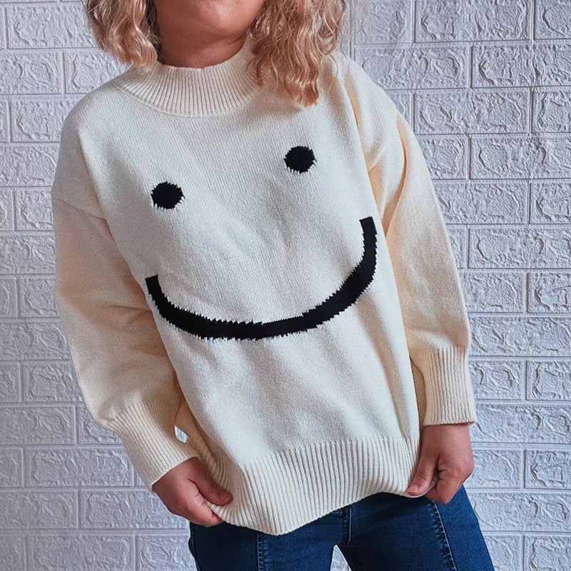 WW |  Herbst Niedliches Smiley-Muster Langarmshirt