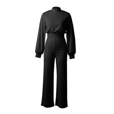 Monochrome Stand-Collar Jumpsuits