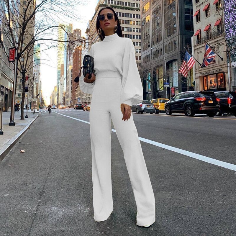 Monochrome Stand-Collar Jumpsuits