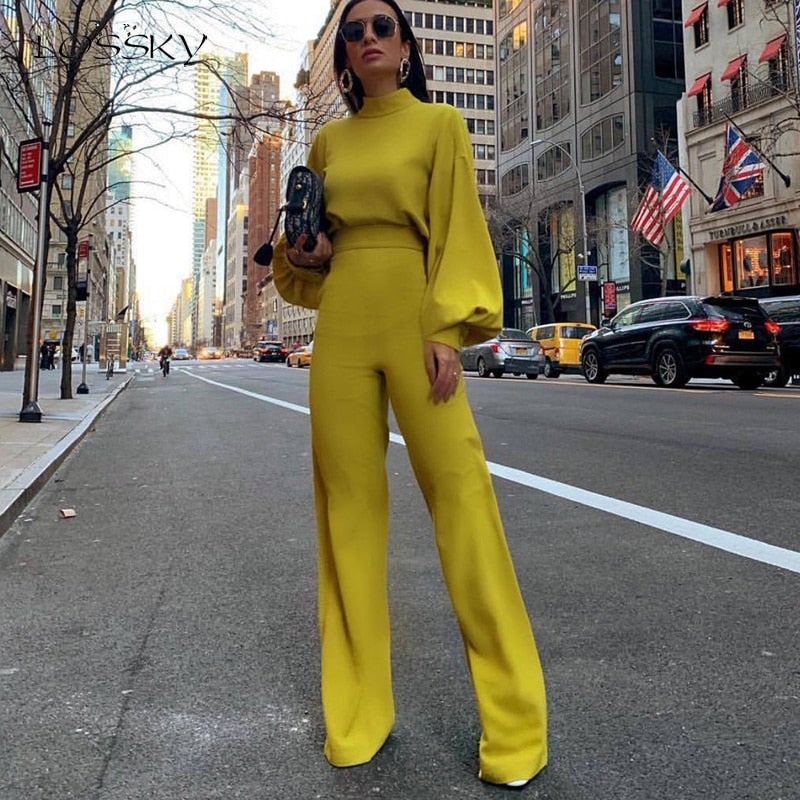 Monochrome Stand-Collar Jumpsuits