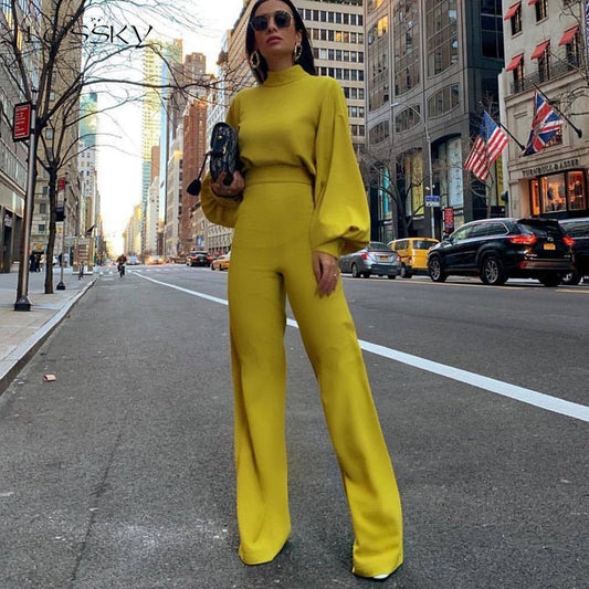 Monochrome Stand-Collar Jumpsuits