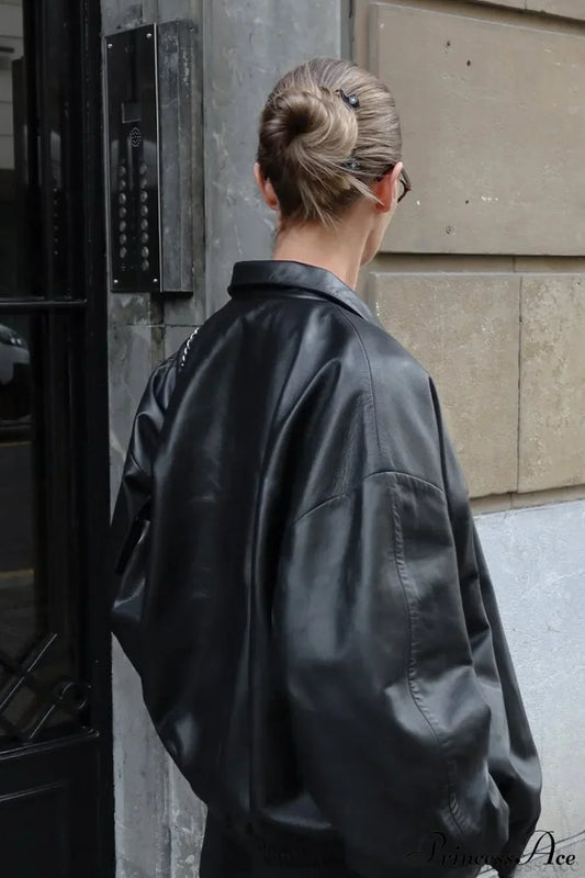 WW | Schwarze Leder-Motorradjacke