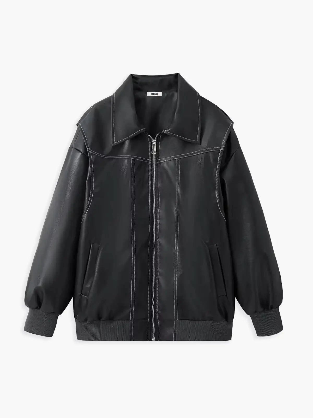WW | Übergröße Faux-Leder Bomber