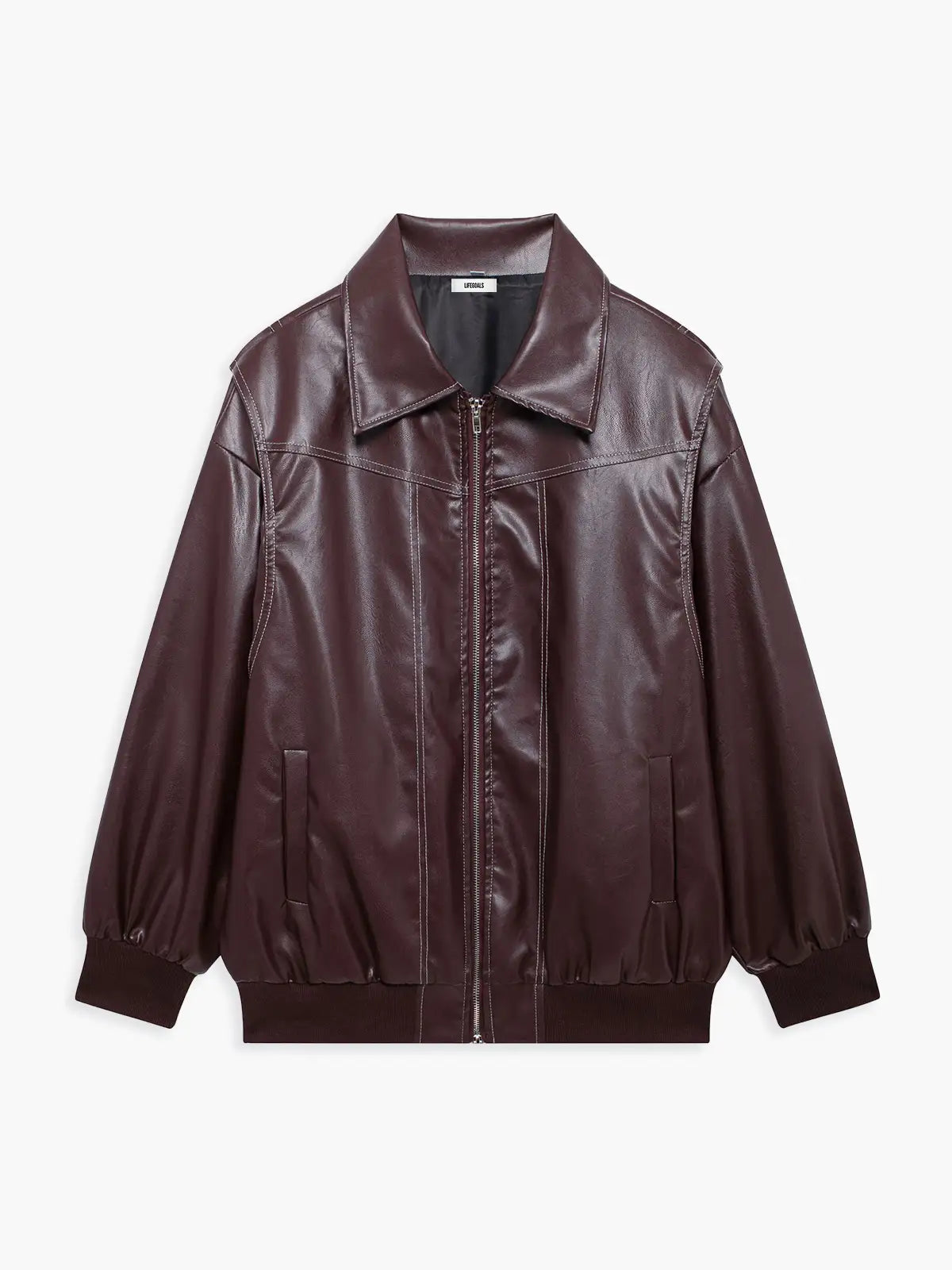 WW | Übergröße Faux-Leder Bomber