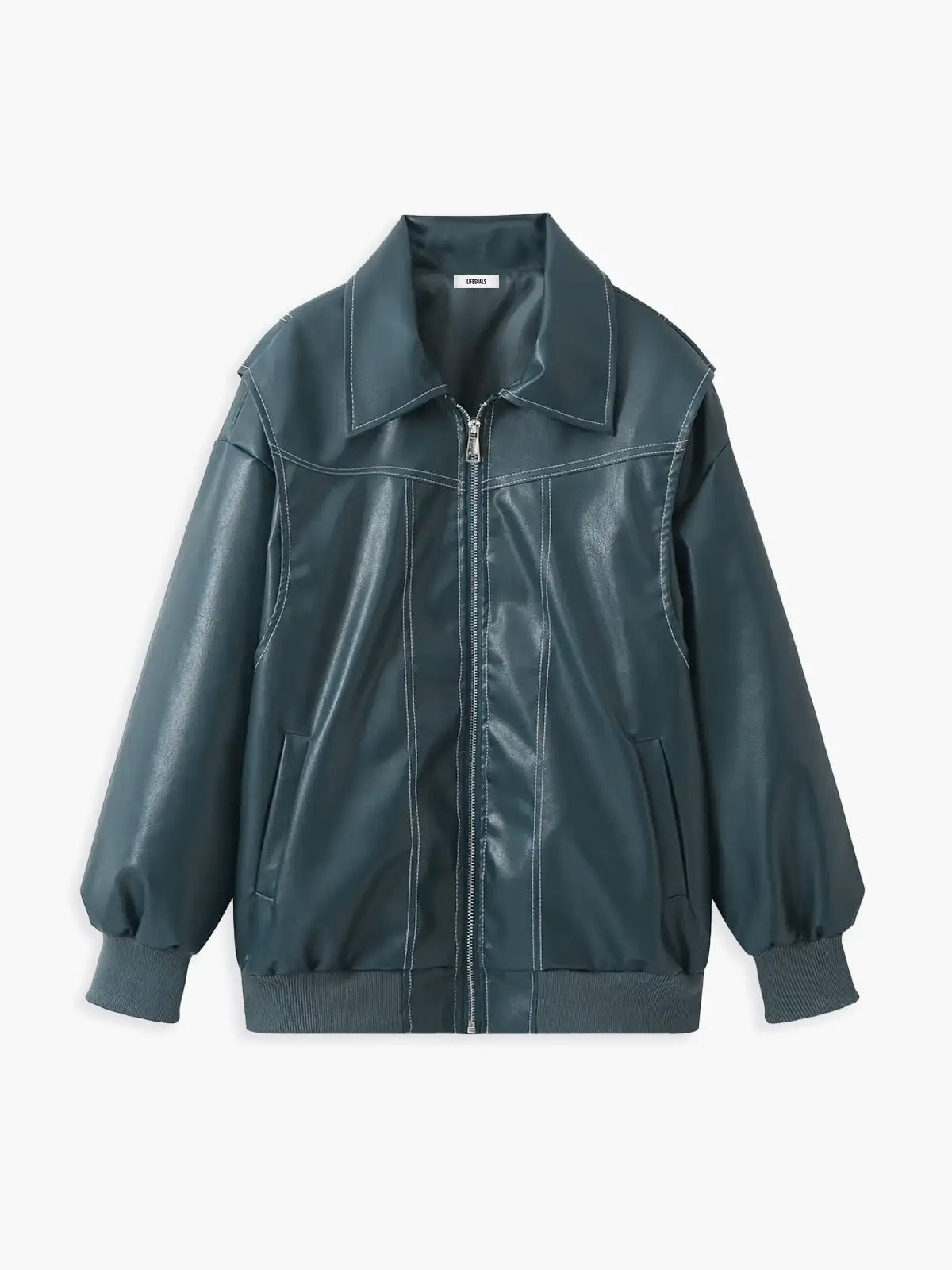 WW | Übergröße Faux-Leder Bomber