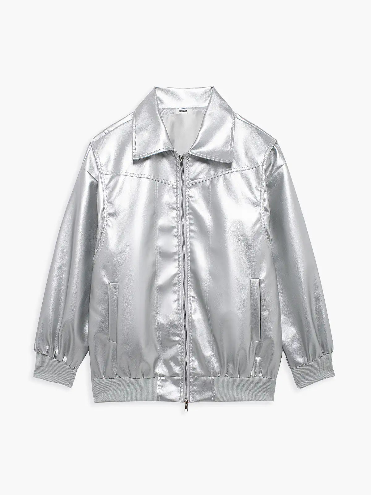 WW | Übergröße Faux-Leder Bomber