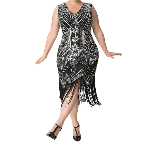 WW | Gatsby Kleid Große Größe Silber