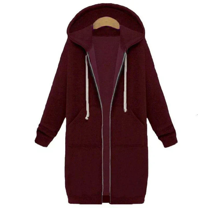 WW | a long women's sweatshirt with a zipper