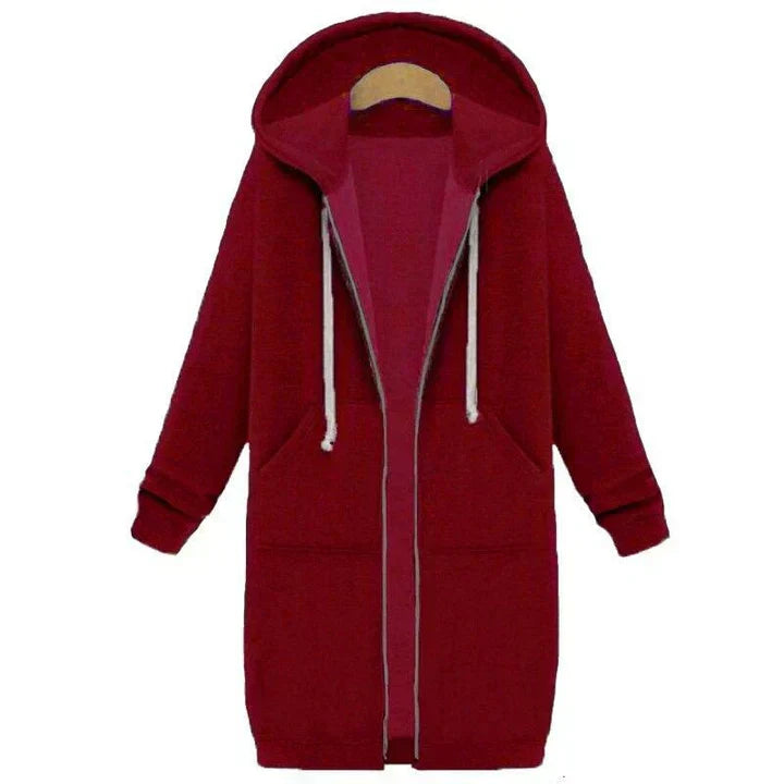 WW | a long women's sweatshirt with a zipper