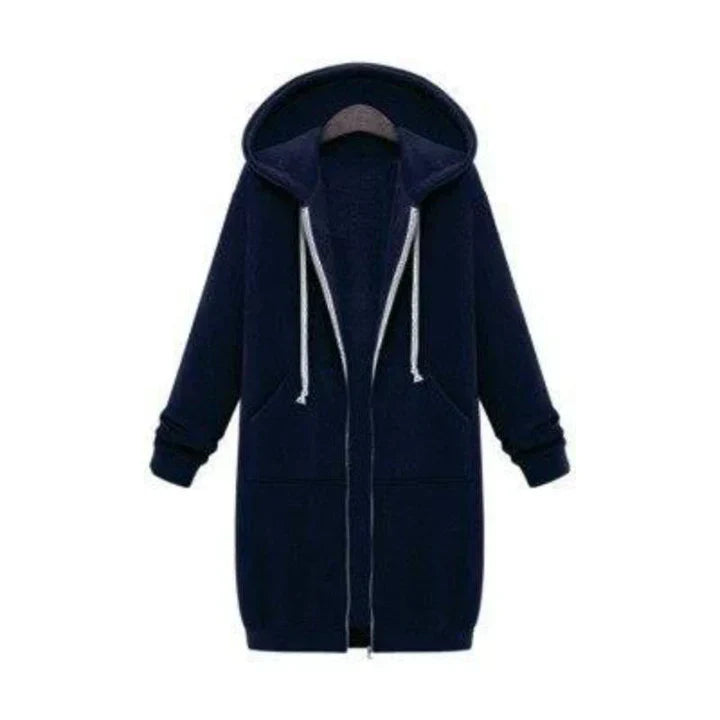 WW | a long women's sweatshirt with a zipper