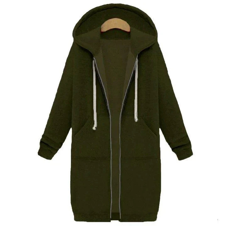 WW | a long women's sweatshirt with a zipper