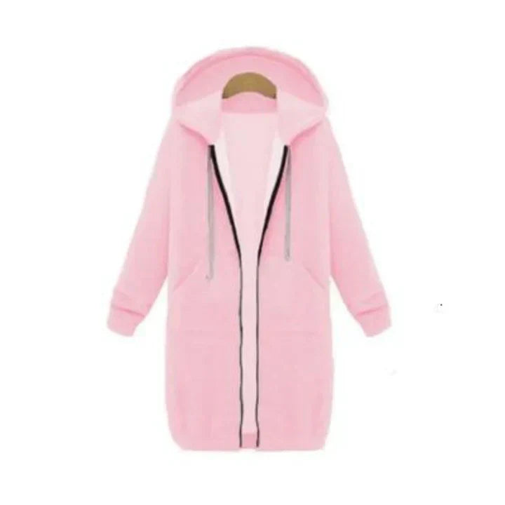 WW | a long women's sweatshirt with a zipper