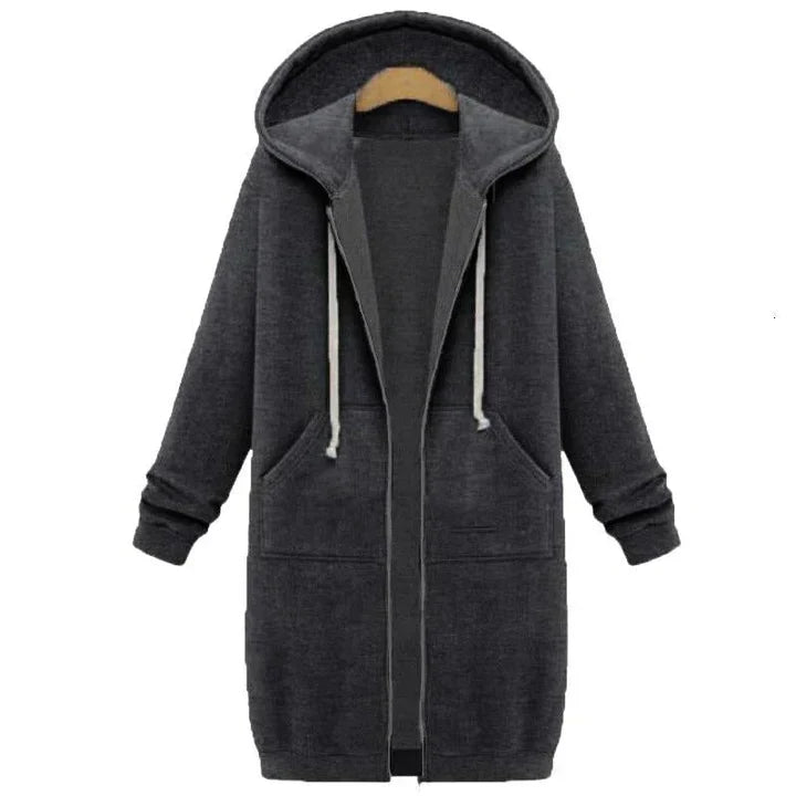WW | a long women's sweatshirt with a zipper