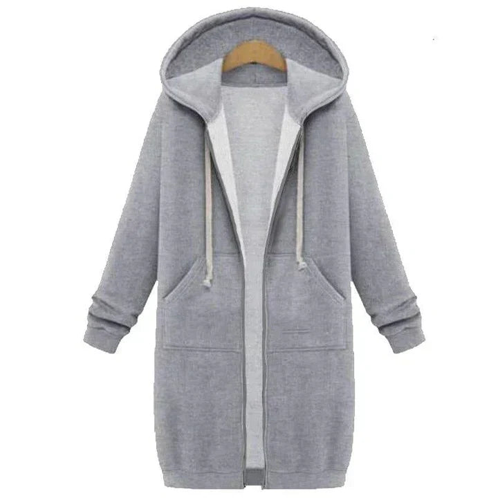 WW | a long women's sweatshirt with a zipper