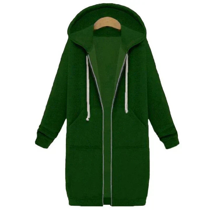 WW | a long women's sweatshirt with a zipper