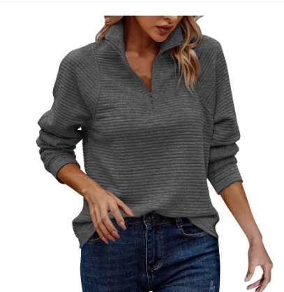 WW | Elegant Pullover with Zipper and V-Neck
