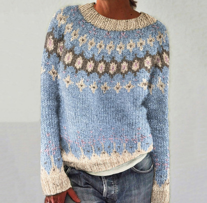 WW | Retro Knitted Sweater with Stylish Pattern
