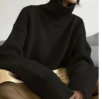 WW | Klassische und Luxuriöse Wollpullover mit Hohem Kragen
