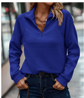 WW | Elegant Pullover with Zipper and V-Neck