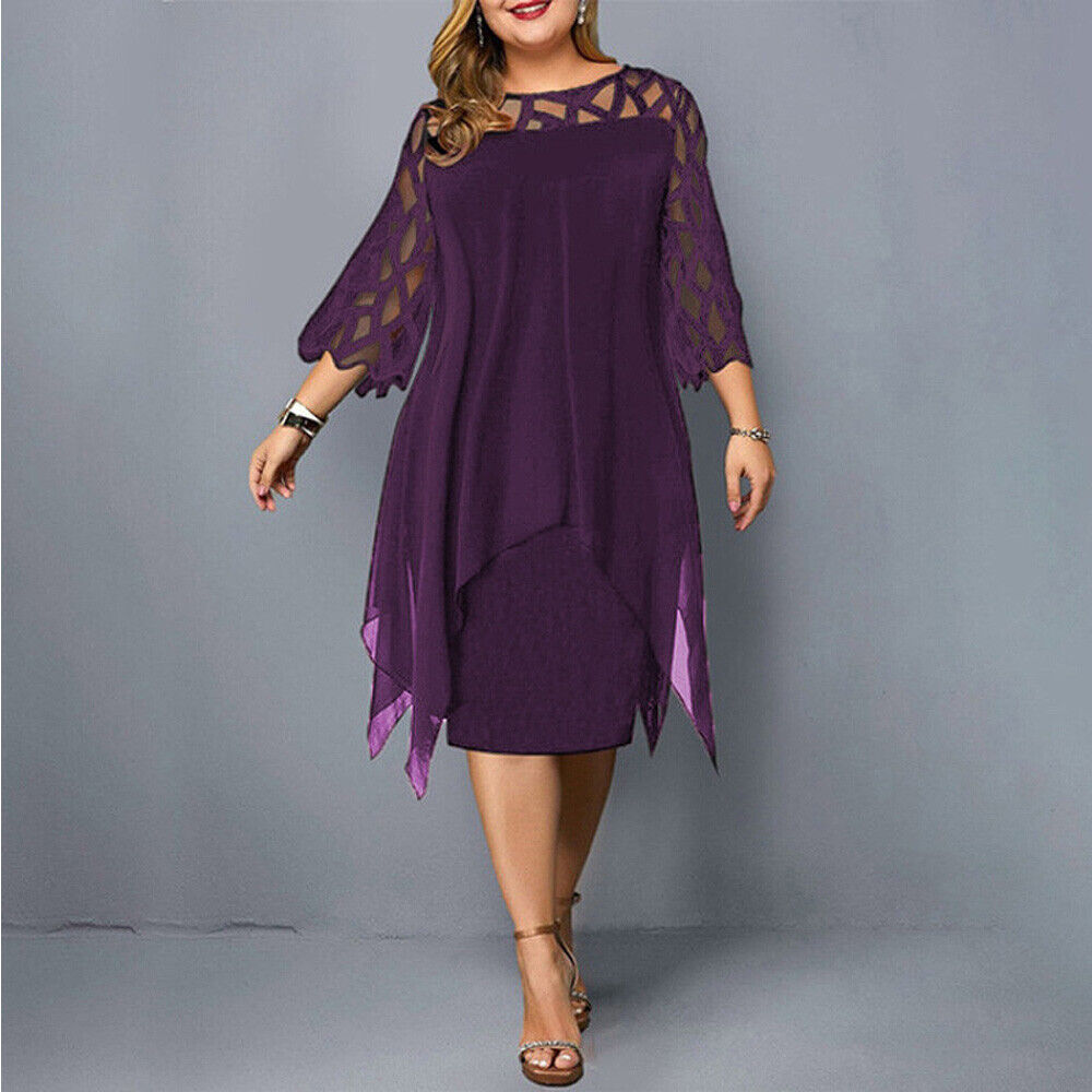 WW | Elegantes Midi-Kleid mit Transparenten Ärmeln für Damen