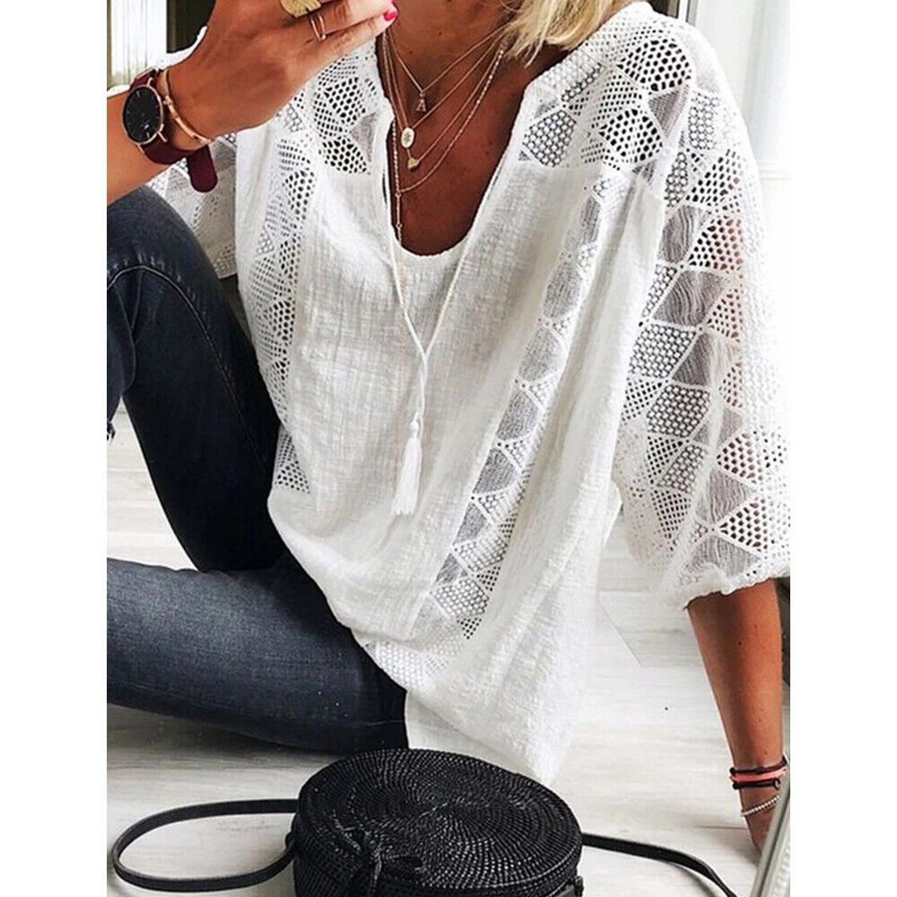 WW | Plus Size Tunic Shirt with 3/4 Sleeves for Women