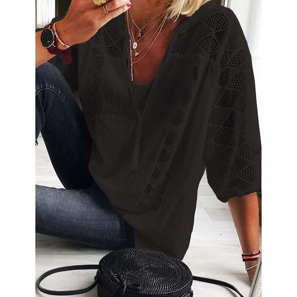 WW | Plus Size Tunic Shirt with 3/4 Sleeves for Women
