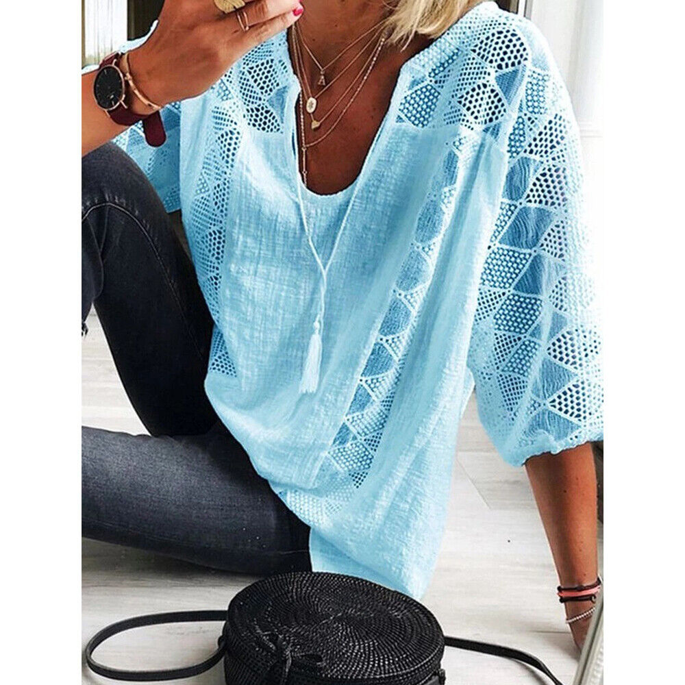 WW | Plus Size Tunic Shirt with 3/4 Sleeves for Women