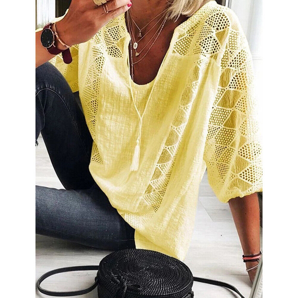 WW | Plus Size Tunic Shirt with 3/4 Sleeves for Women