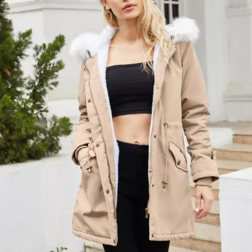 WW | Eleganter gepolsterter Baumwollmantel mit Kapuze für Damen