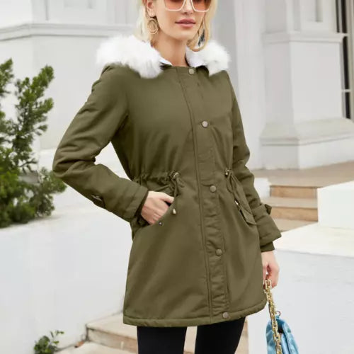 WW | Eleganter gepolsterter Baumwollmantel mit Kapuze für Damen