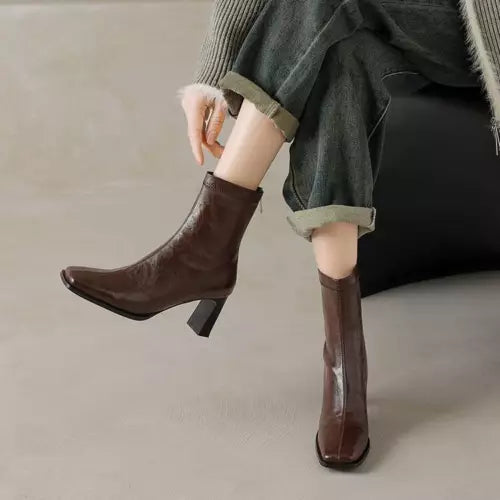 WW | Ankle Boots Damen mit quadratischer Spitze - hohe Absätze, bequem und langlebig