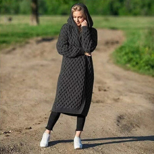 WW | Warme Damen-Strickjacke mit Kapuze