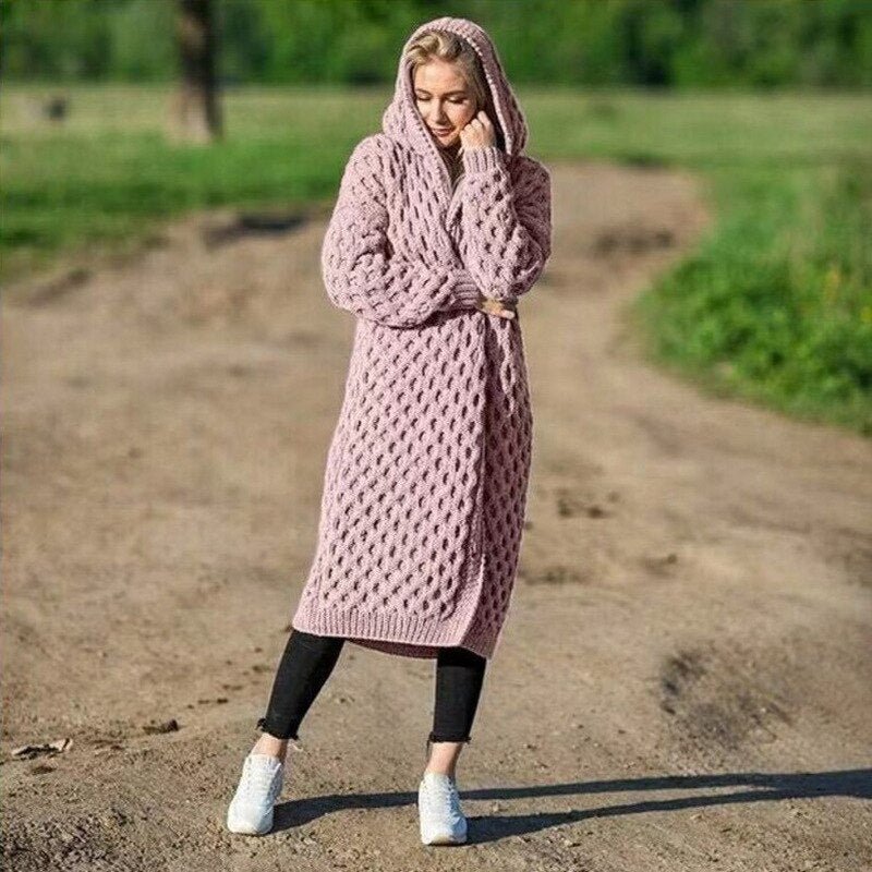 WW | Warme Damen-Strickjacke mit Kapuze